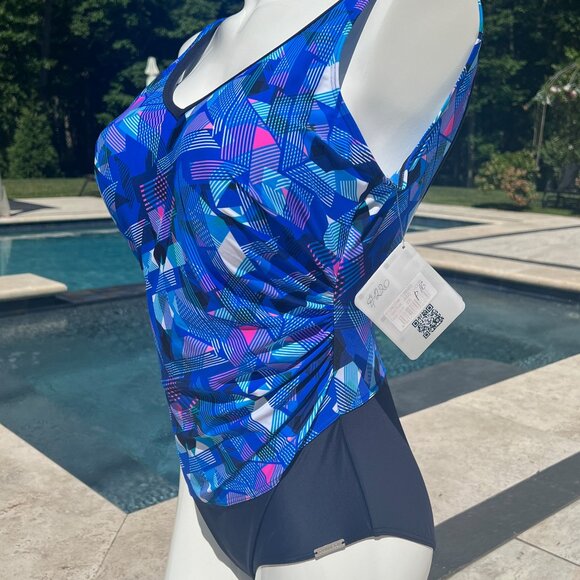 ‼️SALE ‼️ NWT Sunmarin Gorgeous swimsuit in Multi-Color Blue C Cup / Size 16 - Picture 1 of 9